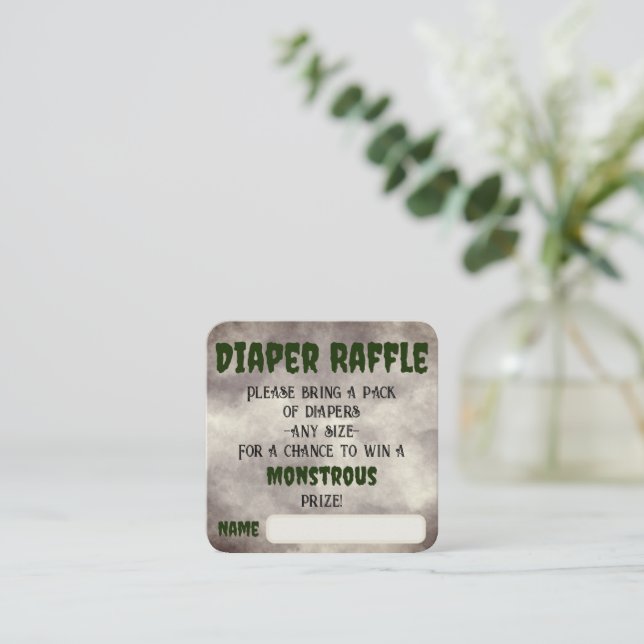 Frankenstein Diaper Raffle Begleitkarte (Stehend Vorderseite)