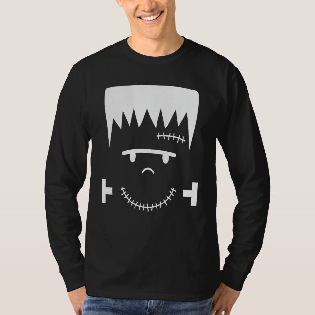 Frankenstein Face Funny Halloween Costume T-Shirt (Vorderseite)