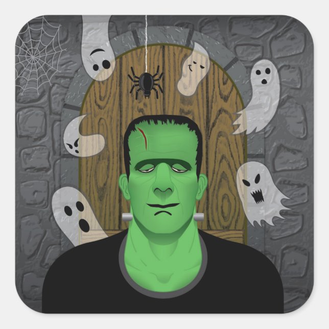 Frankenstein & Ghosts Square Sticker (Vorderseite)
