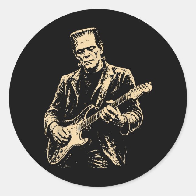 Frankenstein Gitarre Runder Aufkleber (Vorderseite)