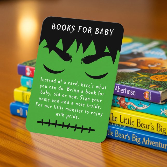 Frankenstein Halloween Baby Showbuchanfrage Begleitkarte (Frankenstein Halloween Baby Shower Book Request Enclosure Card
)