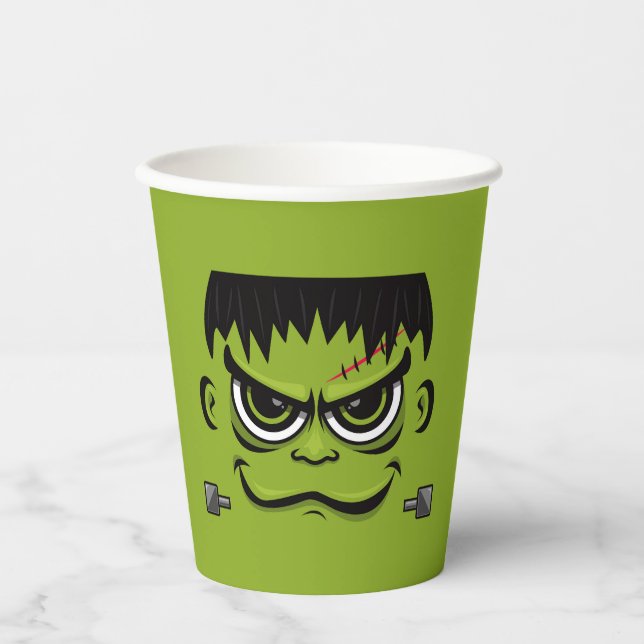 Frankenstein Halloween Face Pappbecher (Vorderseite)