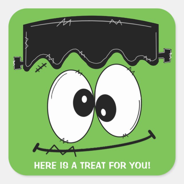 Frankenstein Halloween-Party Stickers, Halloween Quadratischer Aufkleber (Vorderseite)