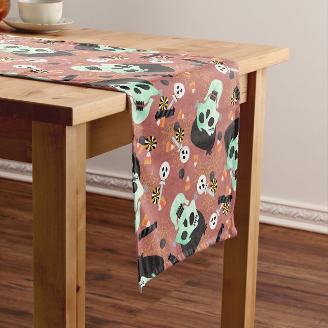 Frankenstein Halloween-Party Table Runner Kurzer Tischläufer (Beispiel)