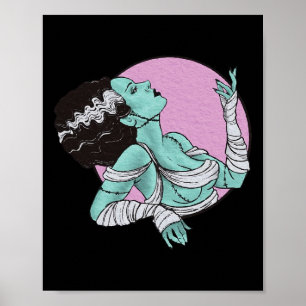 Frankenstein Halloween Retro Pink Poster