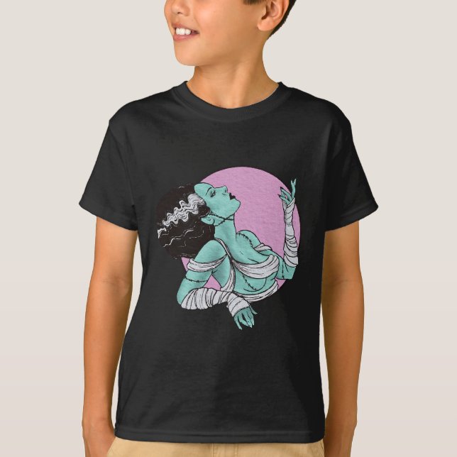 Frankenstein Halloween Retro Pink T-Shirt (Vorderseite)