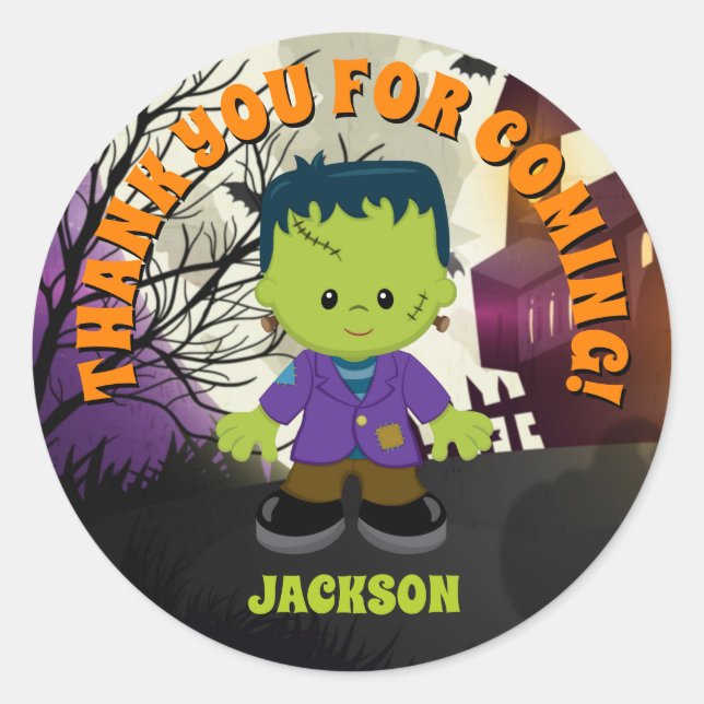 Frankenstein Halloween Stickers Kids Personalisier (Vorderseite)