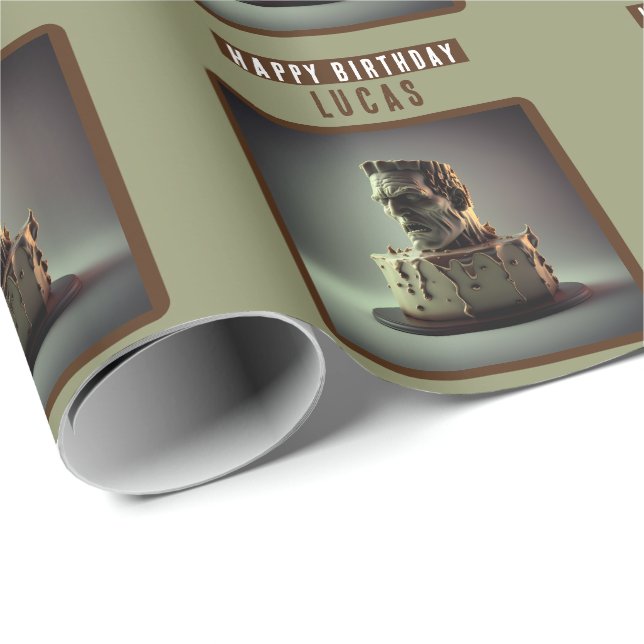 Frankenstein Head Chocolate Cake Geschenkpapier (Rolleneckpunkt)