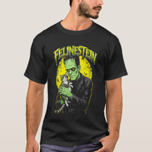 Frankenstein Katzenliebhaber Felinestein Lustiges T-Shirt