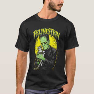 Frankenstein Katzenliebhaber Felinestein Lustiges T-Shirt