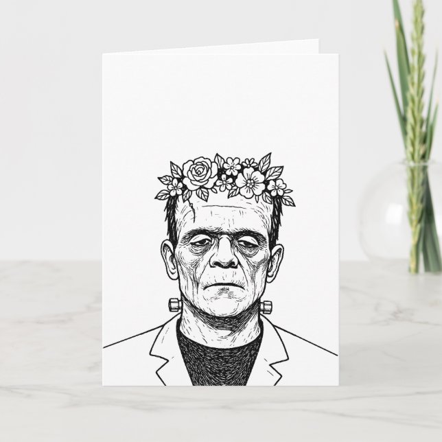 Frankenstein mit einem Blumenkranz Karte (Vorderseite)