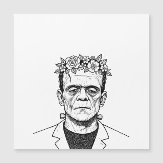 Frankenstein mit einem Blumenkranz Magnetkarte