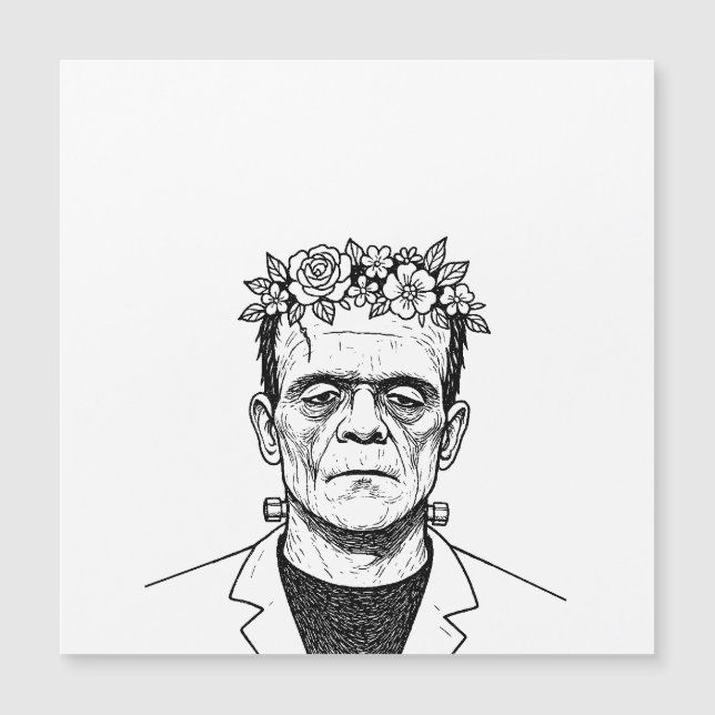 Frankenstein mit einem Blumenkranz Magnetkarte (Vorderseite)