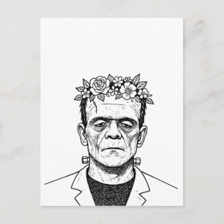Frankenstein mit einer Blumenkrone Postkarte