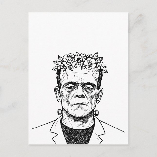Frankenstein mit einer Blumenkrone Postkarte (Vorderseite)