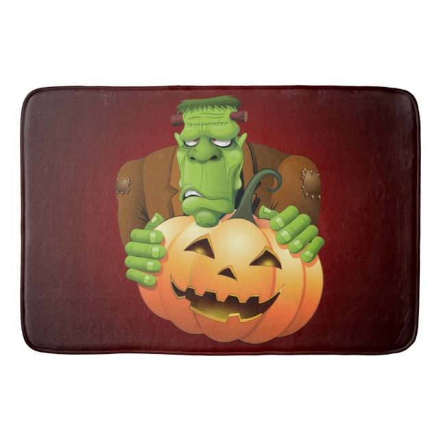 Frankenstein Monster Cartoon mit Pumpkin Badematte (Vorderseite)