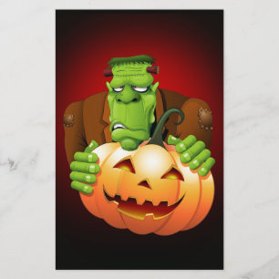 Frankenstein Monster Cartoon mit Pumpkin Briefpapier