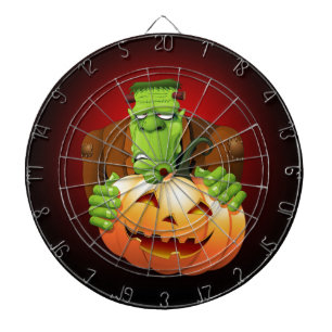 Frankenstein Monster Cartoon mit Pumpkin Dartscheibe