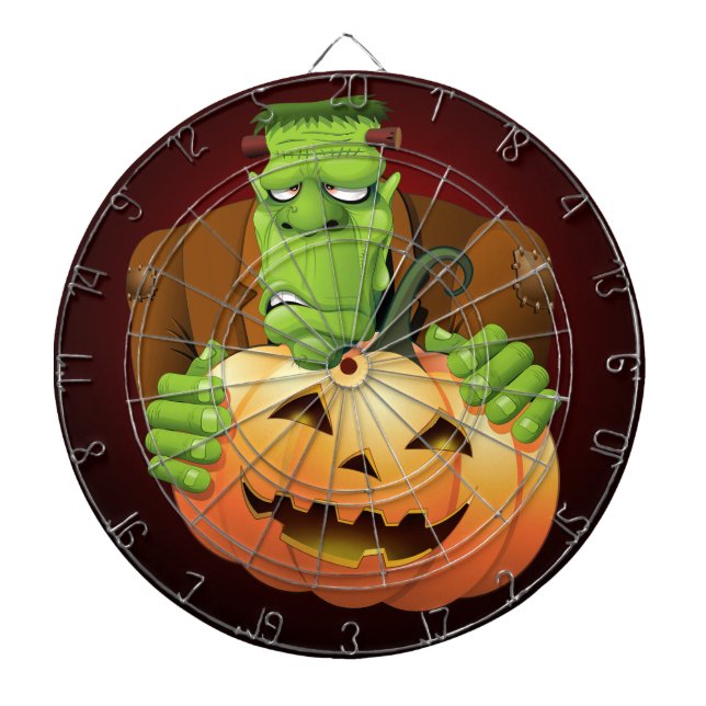 Frankenstein Monster Cartoon mit Pumpkin Dartscheibe (vorne)