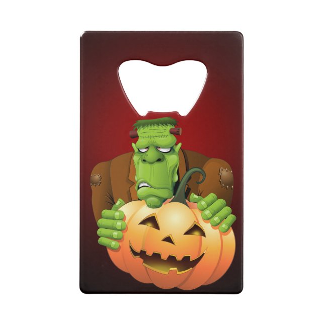 Frankenstein Monster Cartoon mit Pumpkin Geldbeutel Flaschenöffner (Vorderseite)