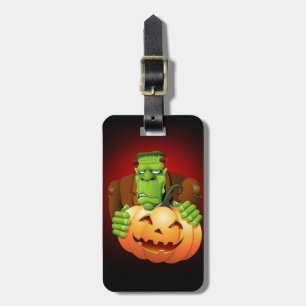 Frankenstein Monster Cartoon mit Pumpkin Gepäckanhänger