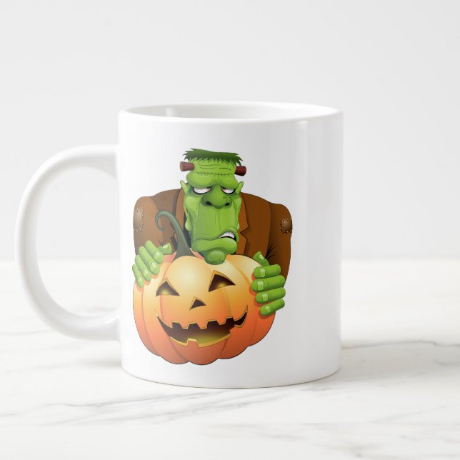 Frankenstein Monster Cartoon mit Pumpkin Jumbo-Tasse (Links)