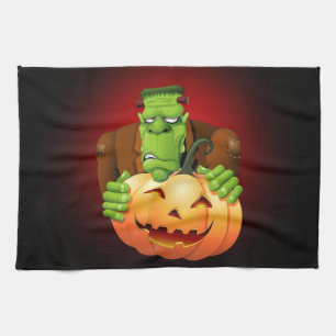 Frankenstein Monster Cartoon mit Pumpkin Küchentuch
