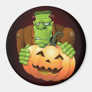Frankenstein Monster Cartoon mit Pumpkin Magnet