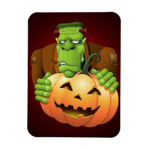 Frankenstein Monster Cartoon mit Pumpkin Magnet