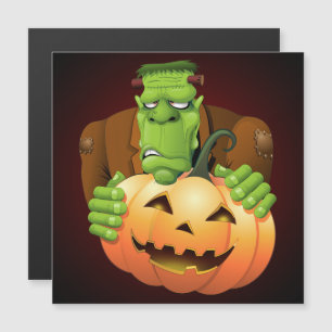 Frankenstein Monster Cartoon mit Pumpkin Magnetkarte