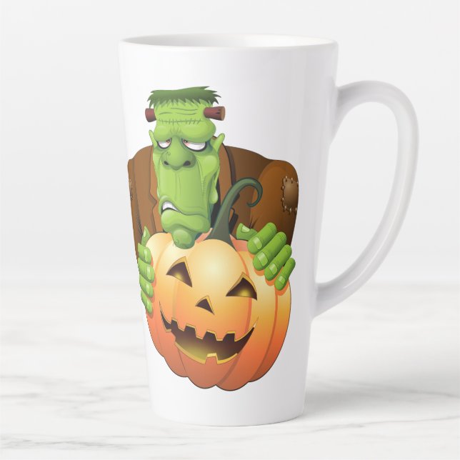 Frankenstein Monster Cartoon mit Pumpkin Milchtasse (Rechts)
