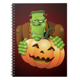 Frankenstein Monster Cartoon mit Pumpkin Notizblock
