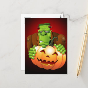 Frankenstein Monster Cartoon mit Pumpkin Postkarte