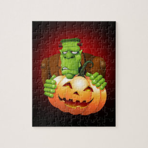 Frankenstein Monster Cartoon mit Pumpkin Puzzle