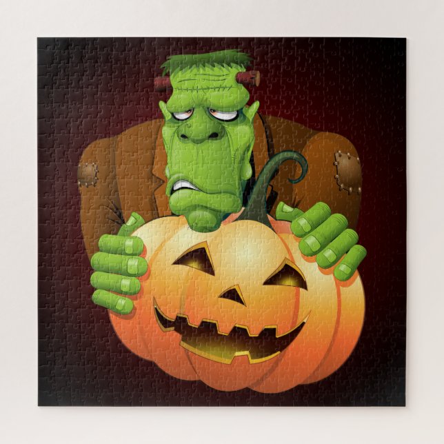 Frankenstein Monster Cartoon mit Pumpkin Puzzle (Vertikal)
