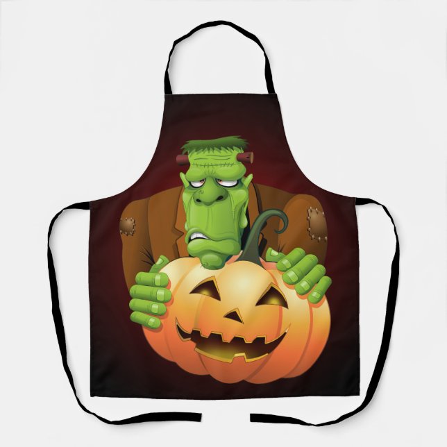 Frankenstein Monster Cartoon mit Pumpkin Schürze (Vorderseite)
