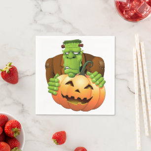 Frankenstein Monster Cartoon mit Pumpkin Serviette