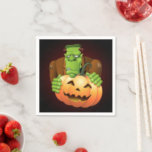 Frankenstein Monster Cartoon mit Pumpkin Serviette
