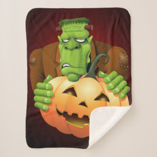 Frankenstein Monster Cartoon mit Pumpkin Sherpadecke