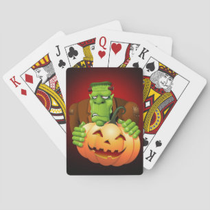 Frankenstein Monster Cartoon mit Pumpkin Spielkarten