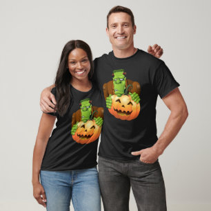 Frankenstein Monster Cartoon mit Pumpkin T-Shirt