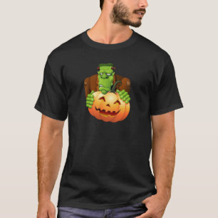 Frankenstein Monster Cartoon mit Pumpkin T-Shirt