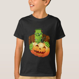 Frankenstein Monster Cartoon mit Pumpkin T-Shirt