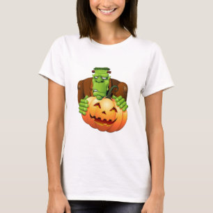 Frankenstein Monster Cartoon mit Pumpkin T-Shirt