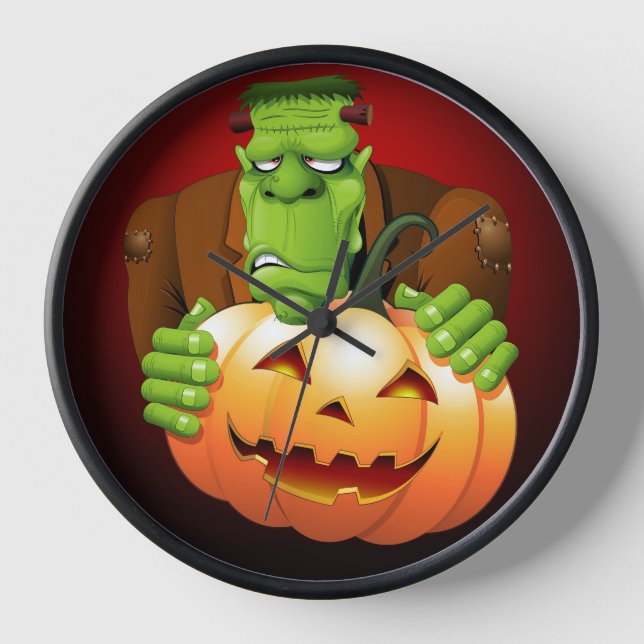 Frankenstein Monster Cartoon mit Pumpkin Uhr (Vorderseite)