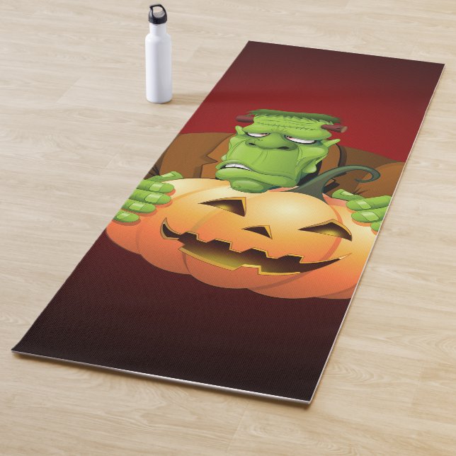 Frankenstein Monster Cartoon mit Pumpkin Yogamatte (Beispiel)