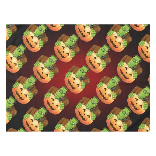 Frankenstein Monster Cartoon with Pumpkin Tischdecke (Vorderseite (Horizontal))