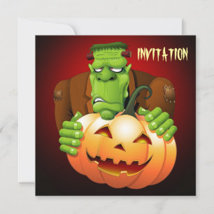 Frankenstein-Monster-Cartoons mit Kürbis Einladung
