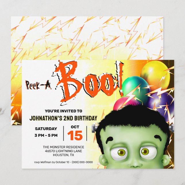 Frankenstein Monster Flüchtige Blick A Boo Einladung (Vorne/Hinten)