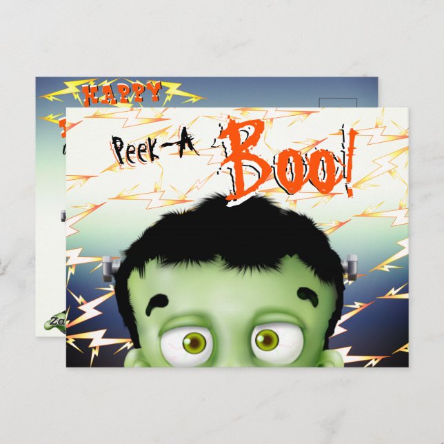 Frankenstein Monster Funny Kindergeburtstag Postkarte (Vorne/Hinten)